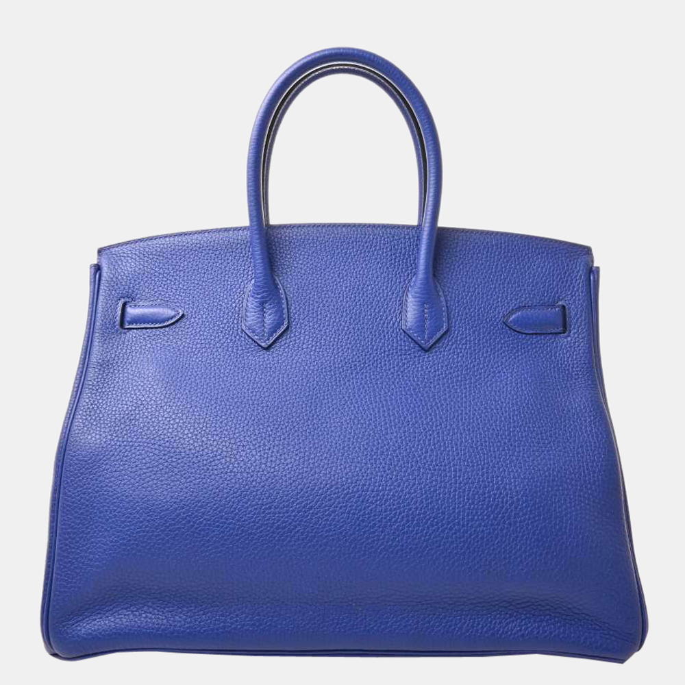 

Hermes Taurillon Clemence Birkin 35 Handbag Electric Blue