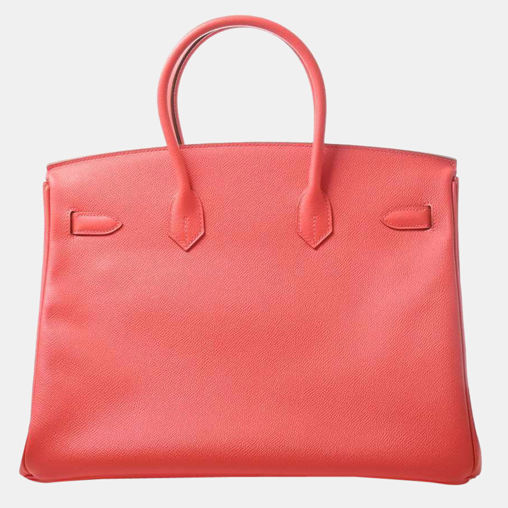 

Hermes Vaux Epson Birkin 35 Handbag Rouge Pivoine Red