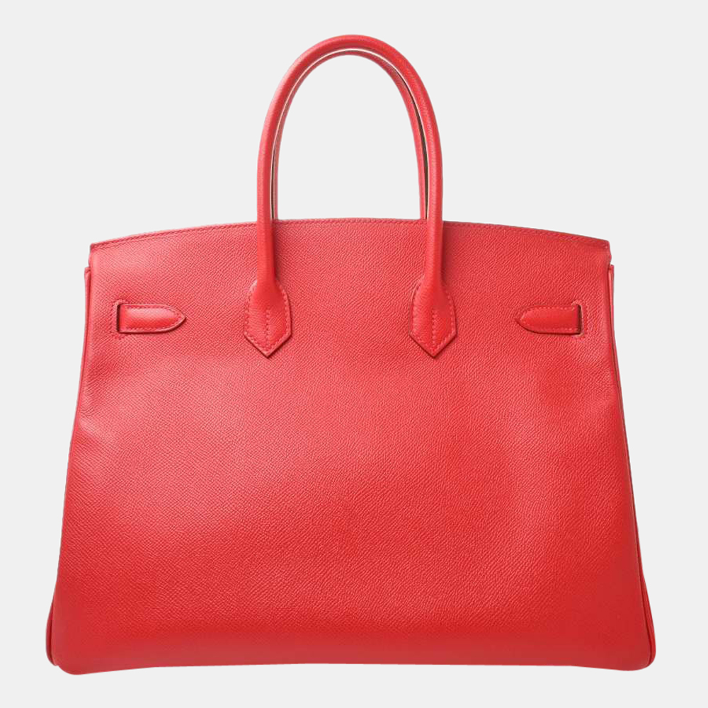 

Hermes Vaux Epson Candy Birkin 35 Handbag Rouge Kazak Red