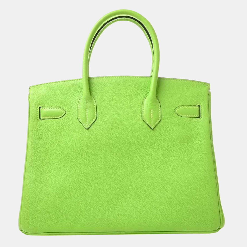 

Hermes Togo Birkin 30 Handbag Apple Green