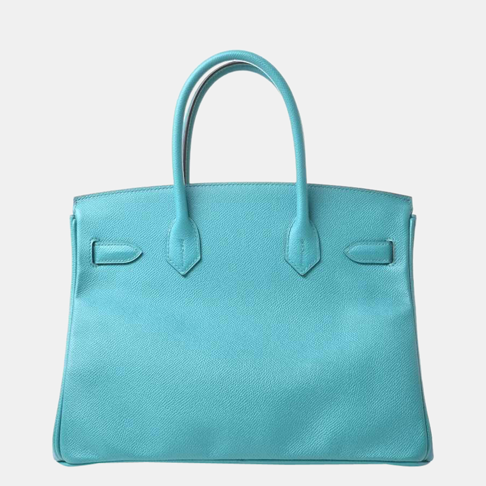 

Hermes Vaux Epson Birkin 30 Handbag Emerald, Blue