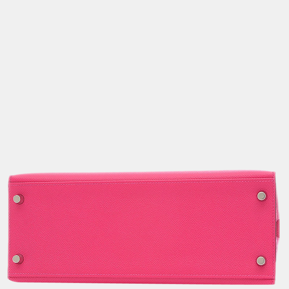

Hermes Kelly 28 Verso Epson Franboise Rouge Serie Z Engraved Handbag, Pink