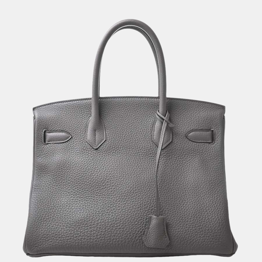 

Hermes Taurillon Clemence Birkin 30 Handbag Ethane Gray, Grey