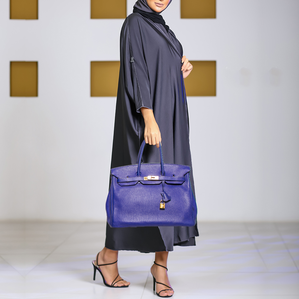 

Hermes Blue Electric Togo Leather Gold Finish Birkin 35 Bag
