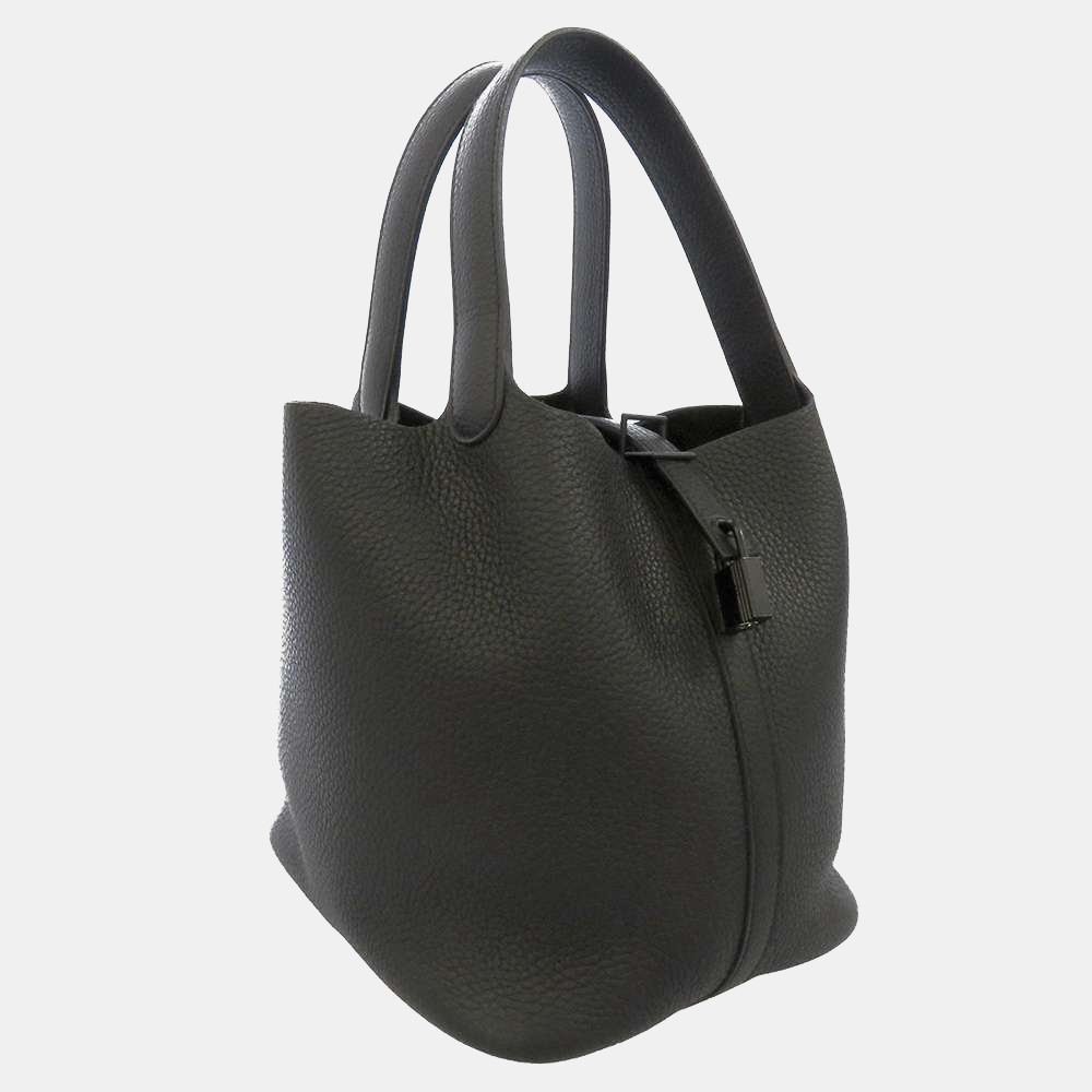 

Hermes Black Taurillon Clemence Leather Picotin Lock MM Tote Bag