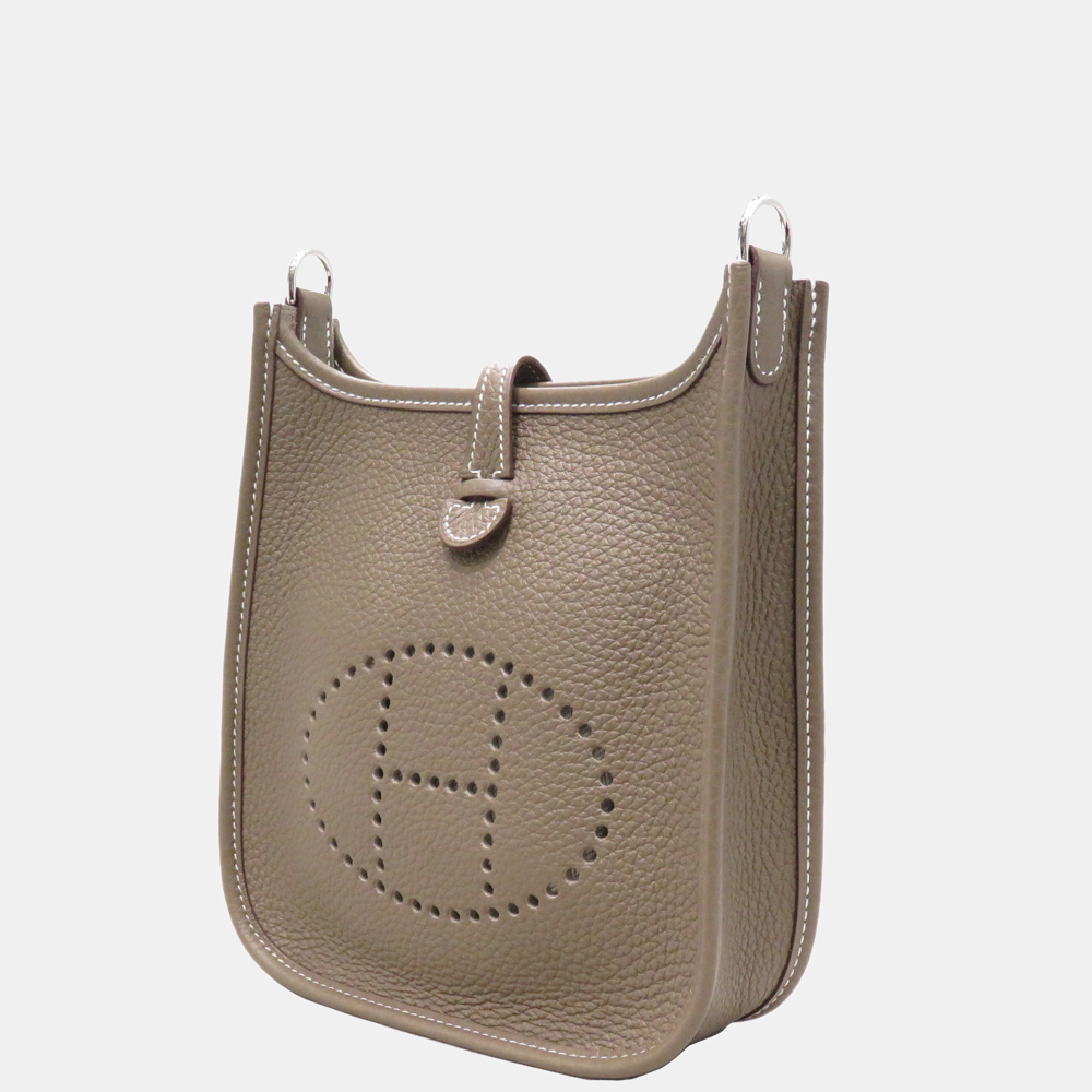 

Hermes Evelyn TPM Shoulder Bag Etup /  Metal Fittings Taurillon Clemence, Grey