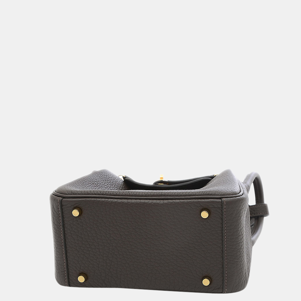 

Hermes Lindy Mini Taurillon Clemence Evenne Z Engraved Handbag Shoulder Bag, Black