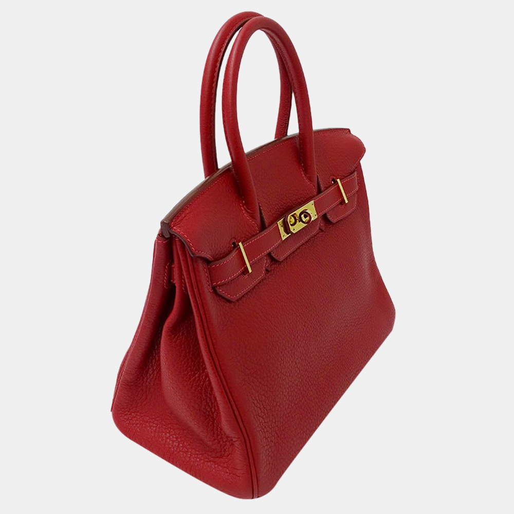 

Hermes Birkin 30 Taurillon Clemence Rouge Bag Ladies Handbag, Red