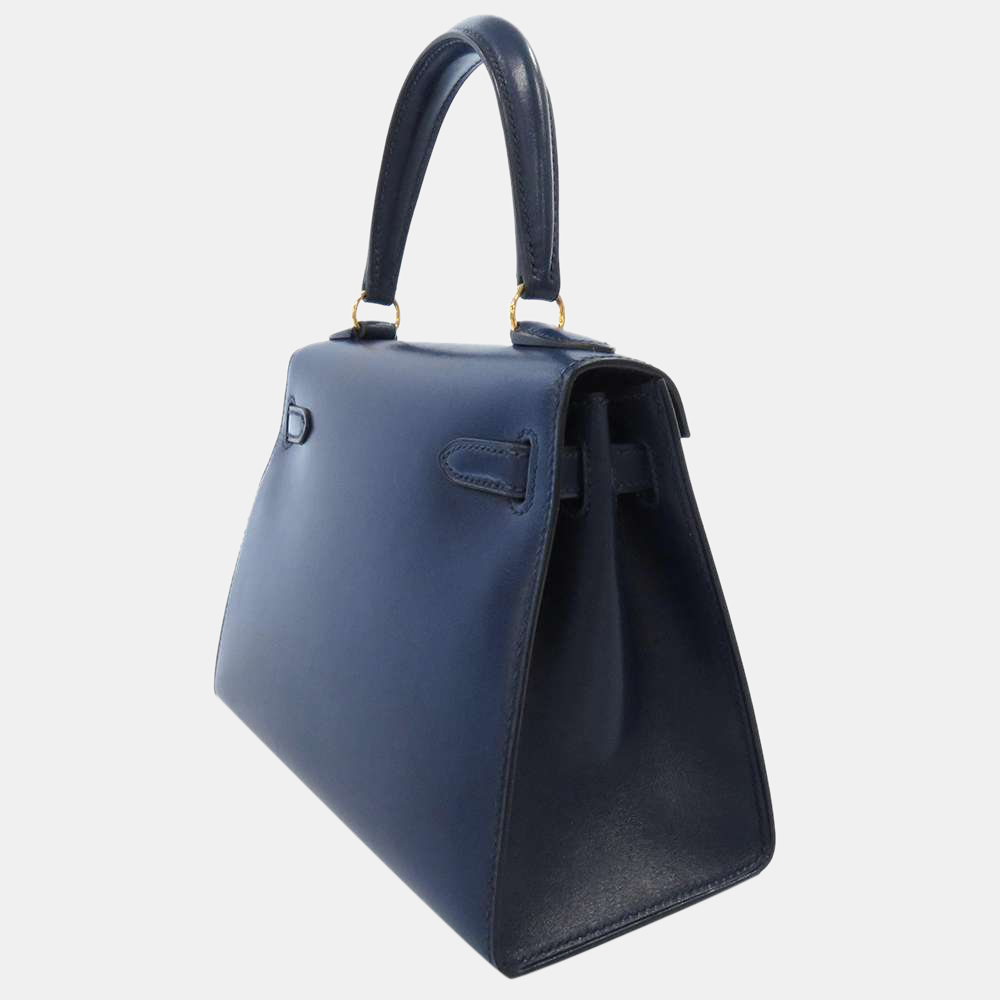 

Hermes Blue Box Calf Leather Gold Hardware Vintage Mini Kelly Bag