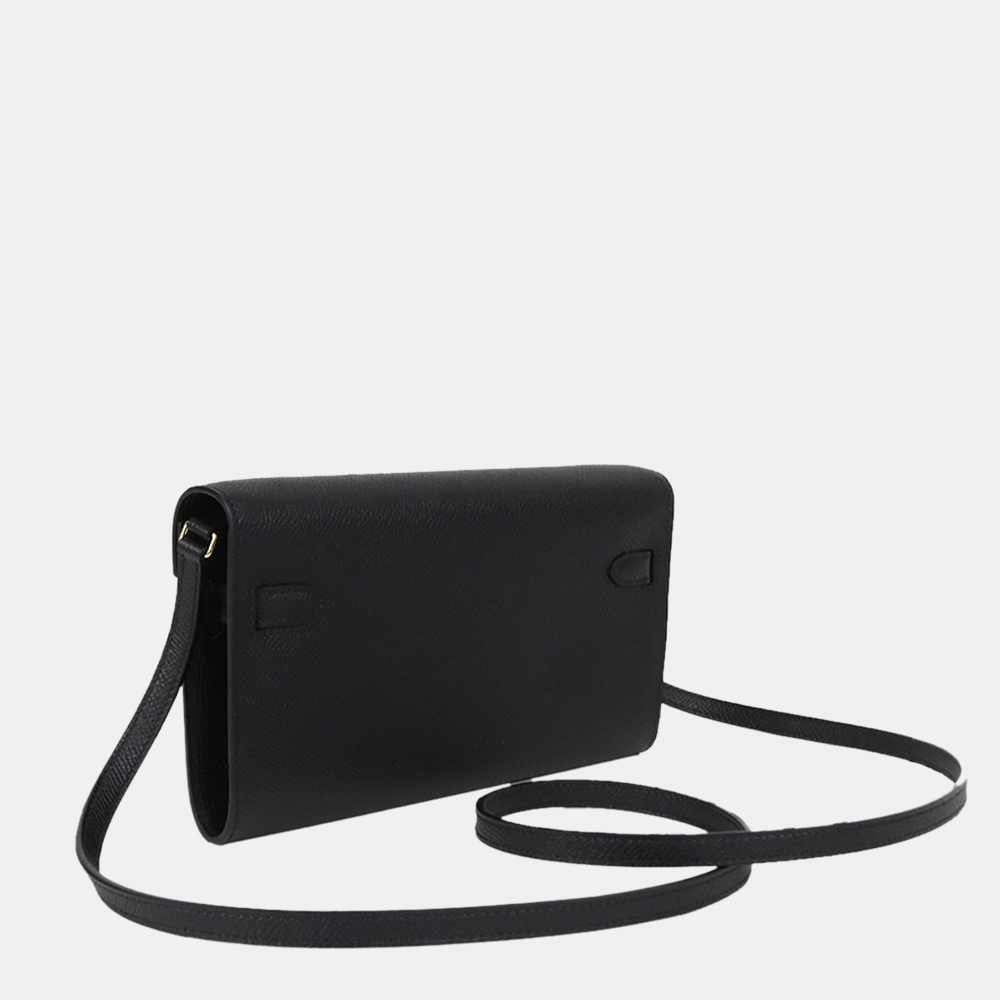 

Hermes Black Epsom Leather Gold Hardware Kelly Long Bag