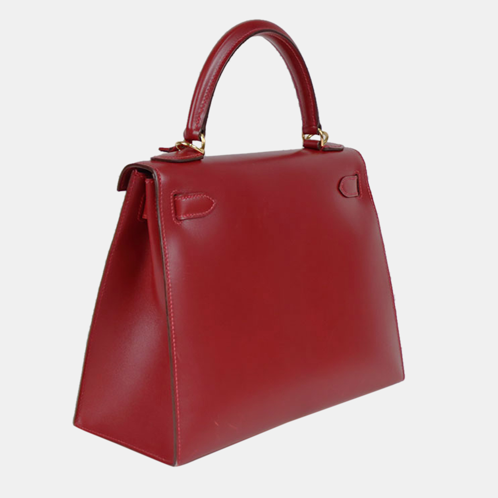 

Hermes Rouge Calf Leather Gold Hardware Kelly 28 Bag, Red