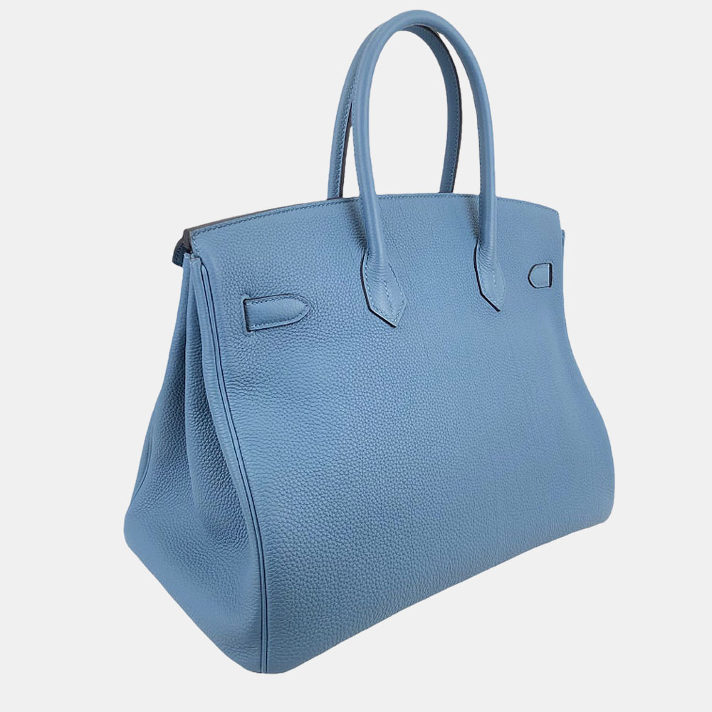 

Hermes Blue/Azure Togo Leather Palladium Hardware Birkin 35 Bag