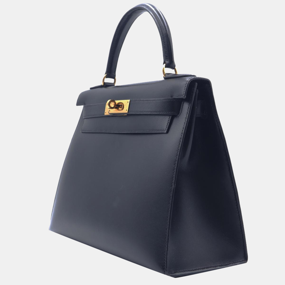 

Hermes Black Swift Leather Gold Hardware Kelly 28 Sellier Bag