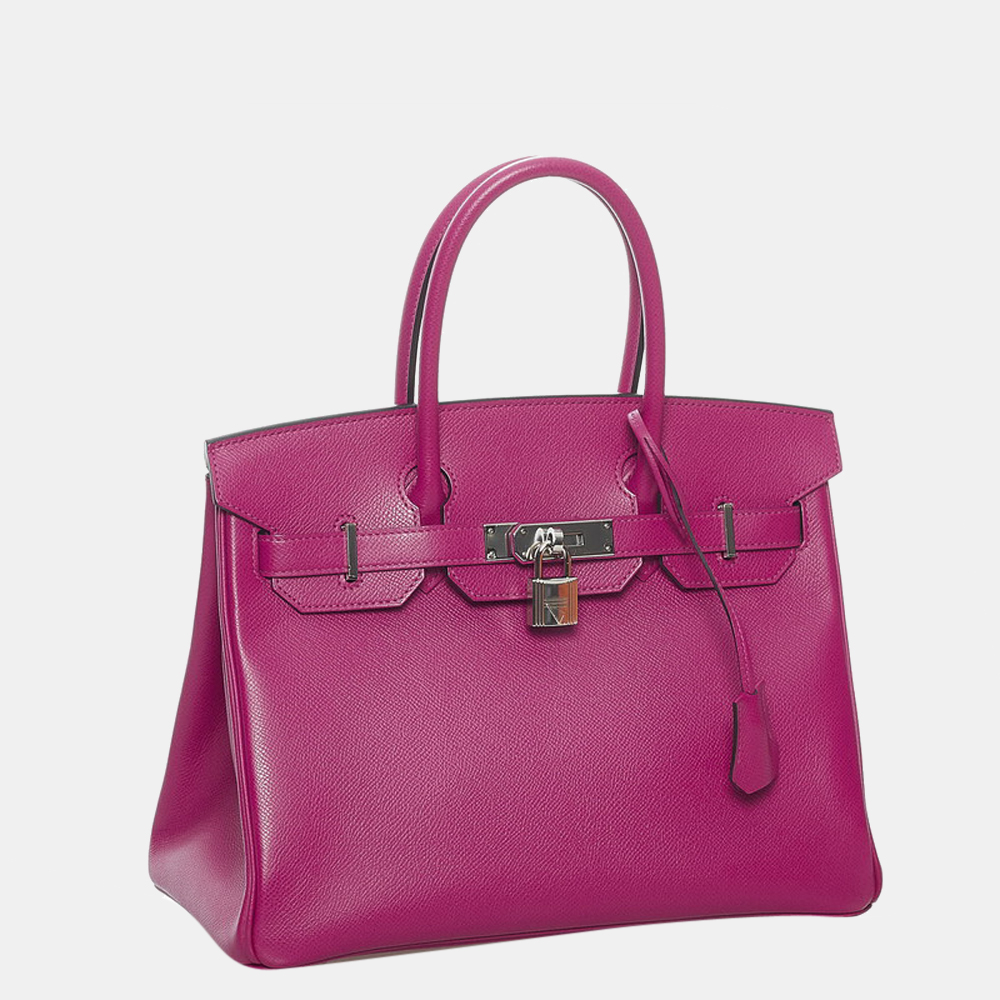 

Hermes Pink Epsom Leather Palladium Hardware Birkin 30 Bag