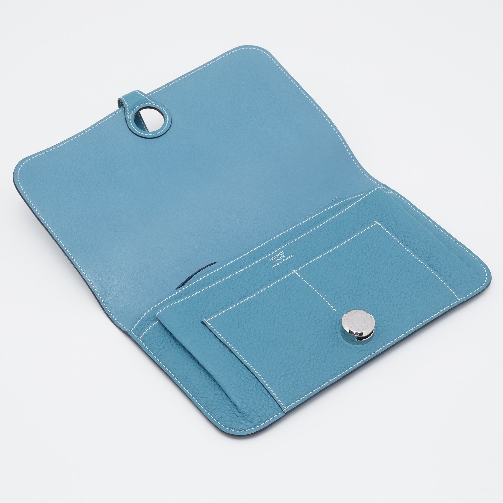 

Hermes Bleu Jean Togo Leather Dogon Duo Wallet, Blue