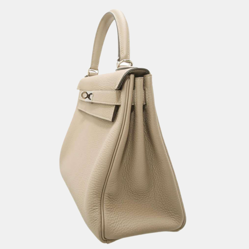 

Hermes Beige Togo Leather Palladium Hardware Kelly 28 Retourne Bag