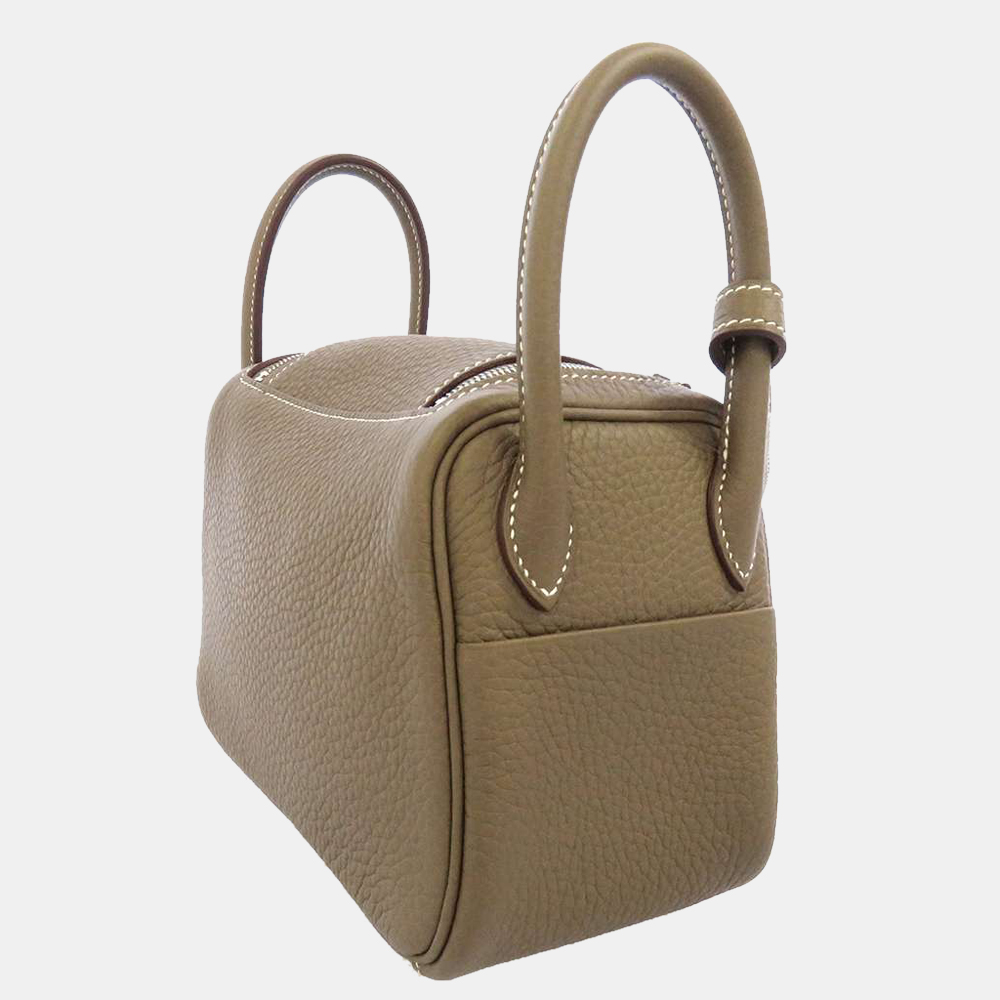 

Hermes Grey Taurillon Clemence Leather Mini Lindy 20 Shoulder Bag