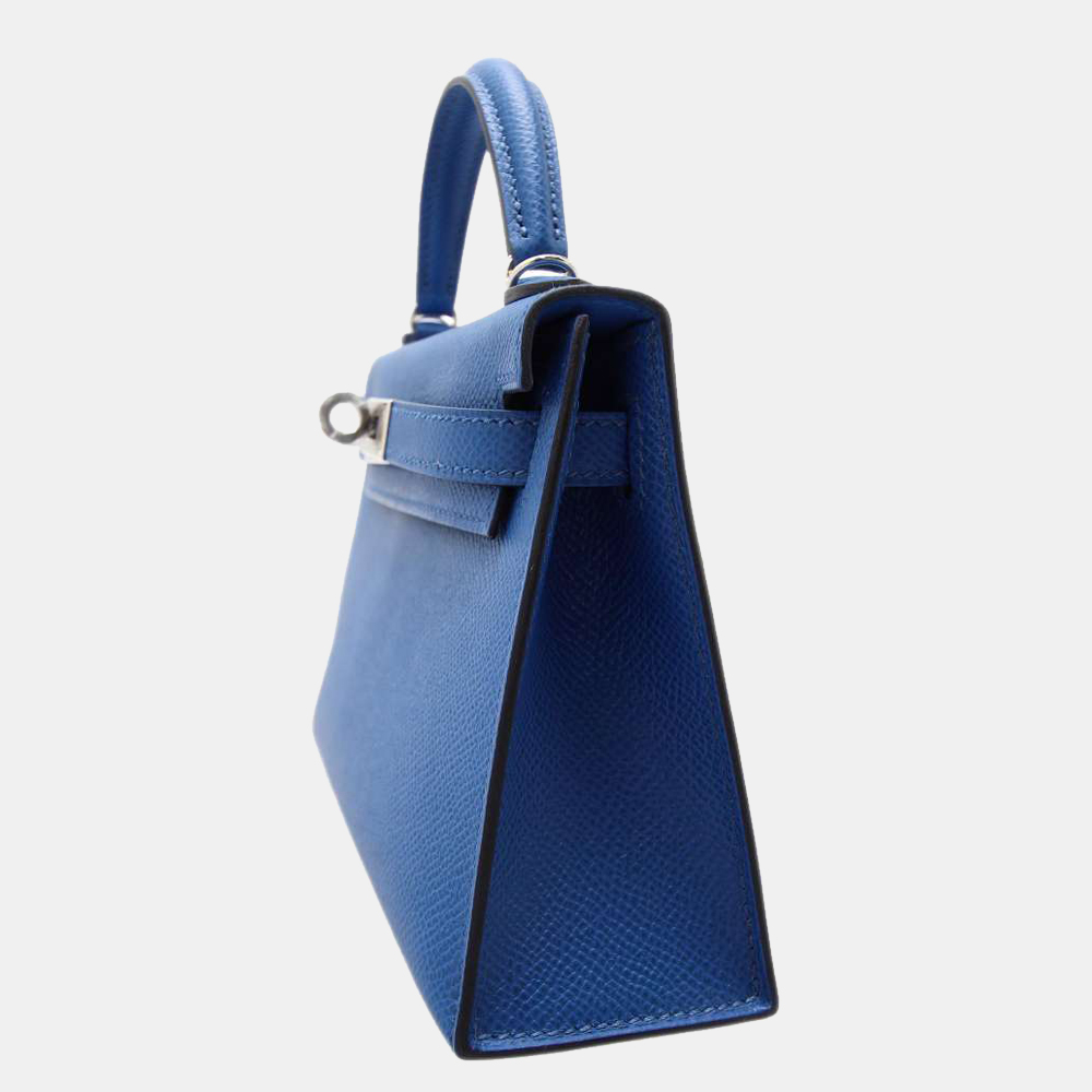 

Hermes Blue Epsom Leather Palladium Hardware Mini Kelly II Bag