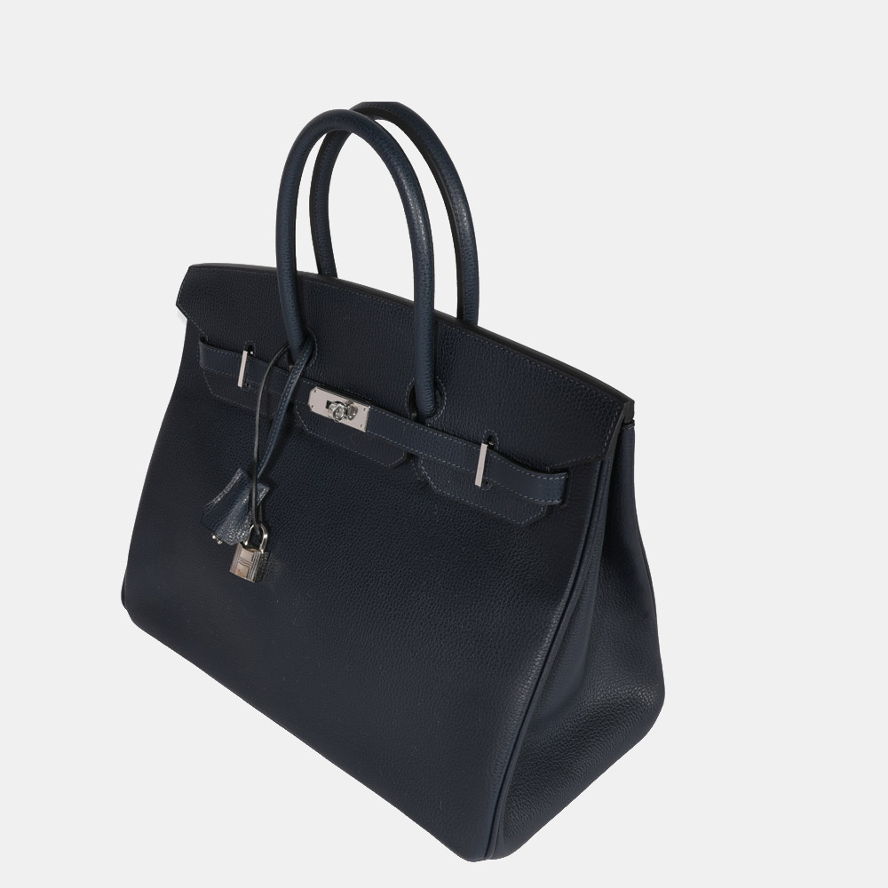 

Hermès Bleu Indigo Vache Liegee Birkin 35 PHW, Black