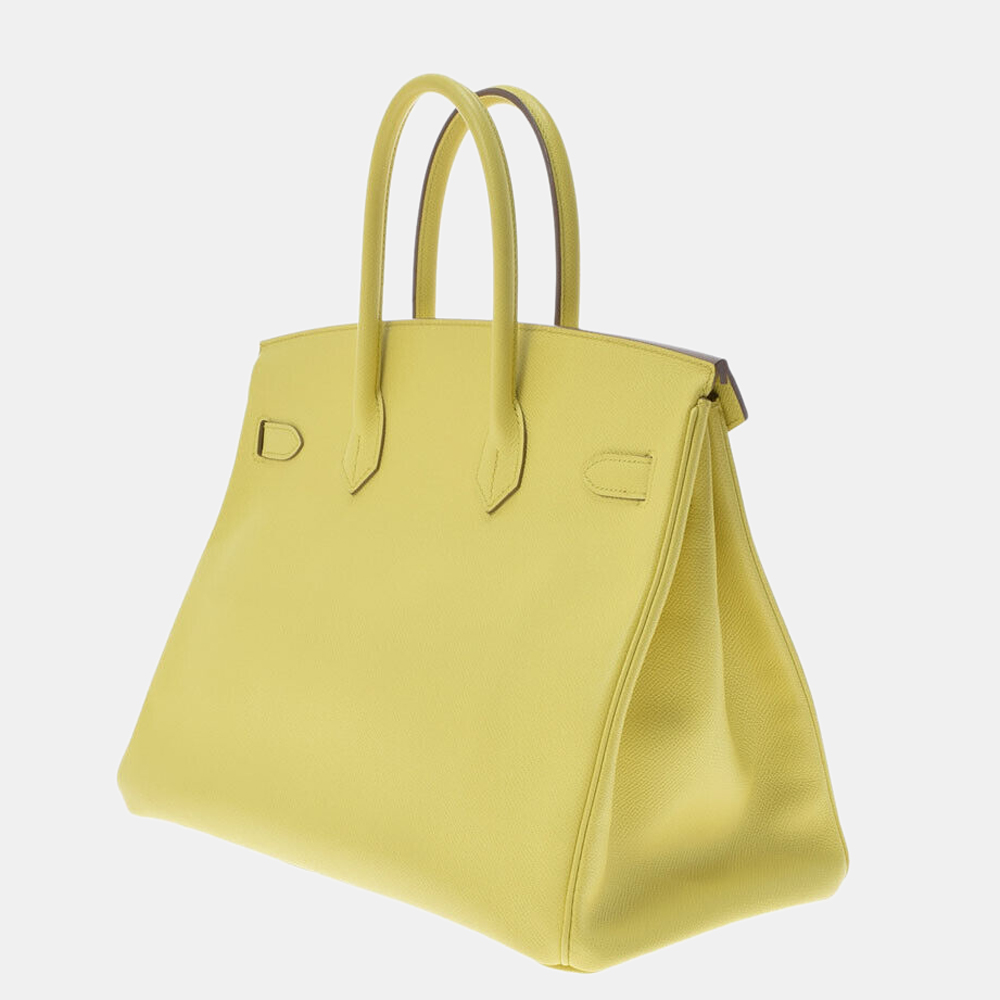 

Hermes Yellow Epsom Leather Palladium Hardware Birkin 35 Bag