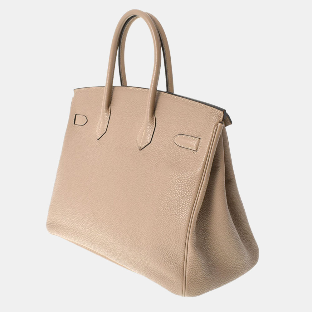 

Hermes 35 Grey Veau Crispe Togo unisex Handbag