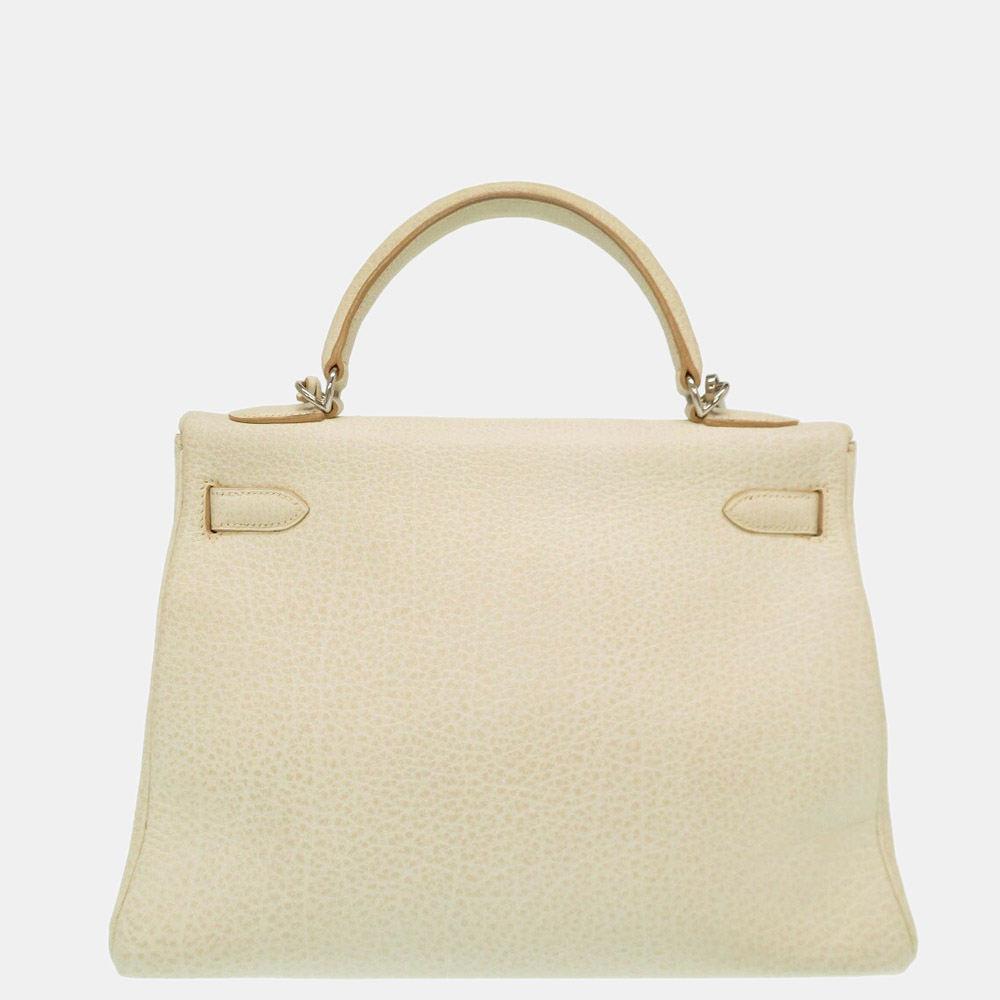 

Hermes Kelly 32 Inner Stitch Buffle Skipper Dalmesian White Silver Hardware Handbag