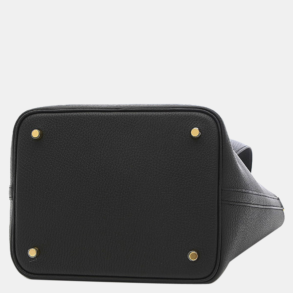 

Hermes Picotan Lock MM 22 Taurillon Clemence Black Y Engraved Handbag