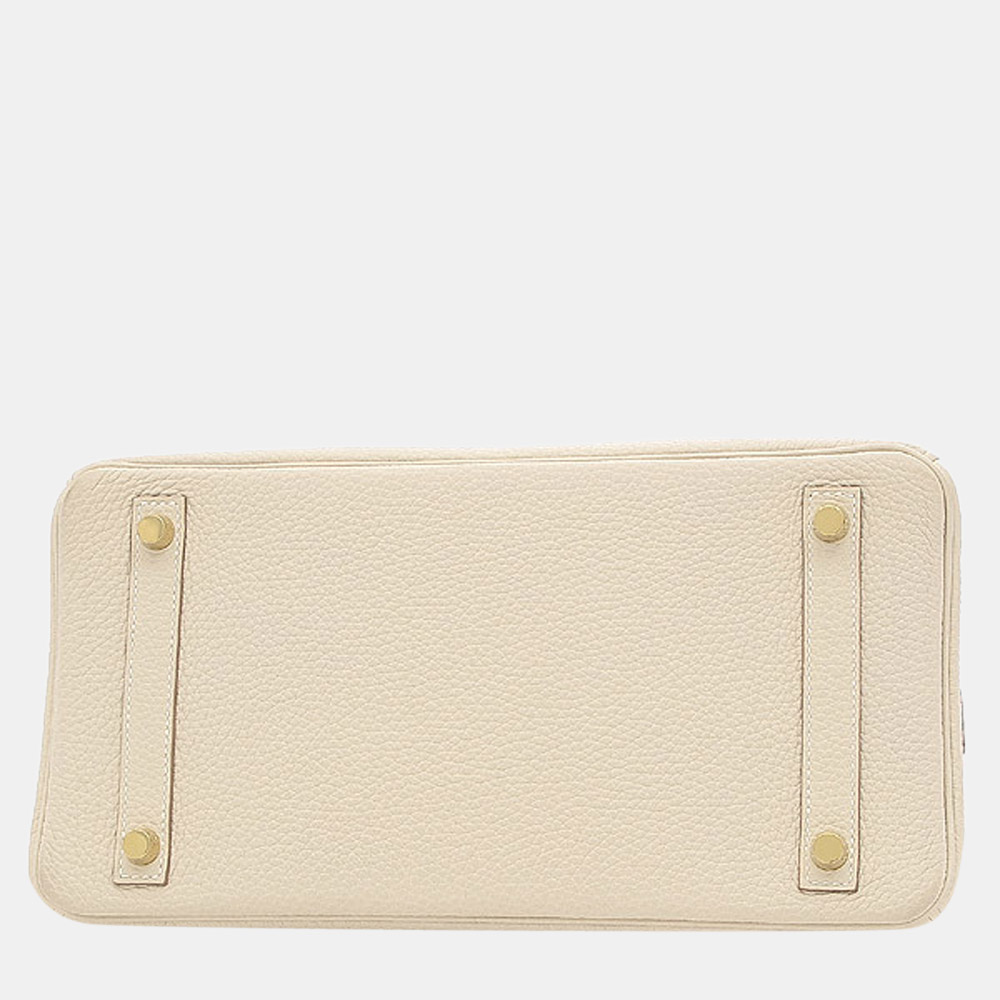 

Hermes Birkin 30 Taurillon Clemence Cle A Engraved Handbag, Beige