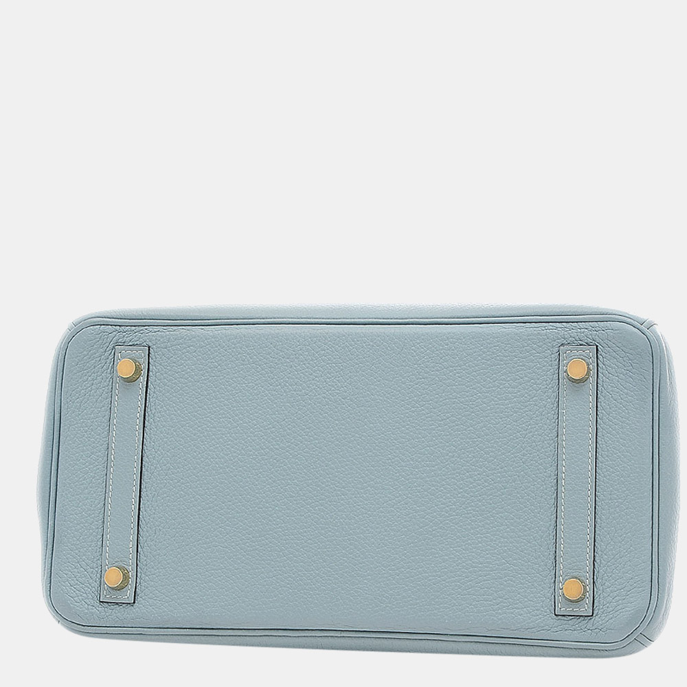 

Hermes Birkin 30 Taurillon Clemence Blue Sunseal T Engraved Handbag