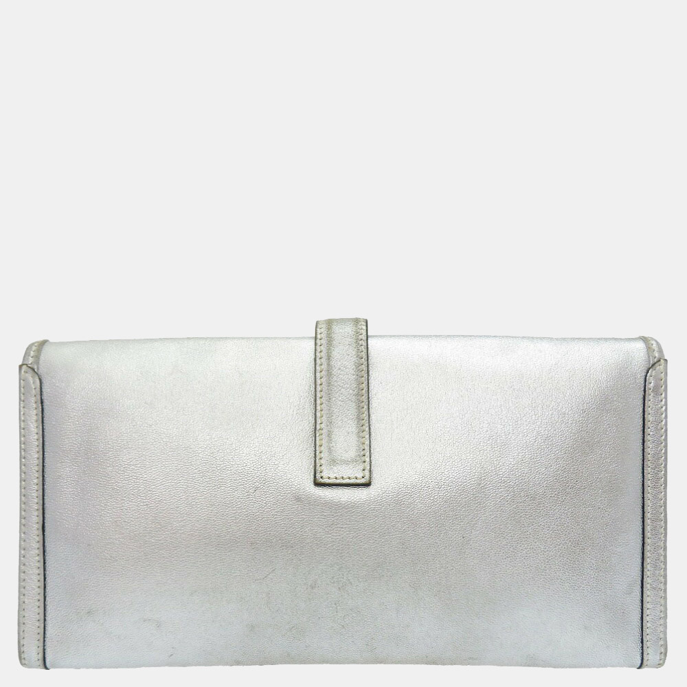 

Hermes Gige Athens Olympics Limited Goat Silver H Engraved Clutch Bag