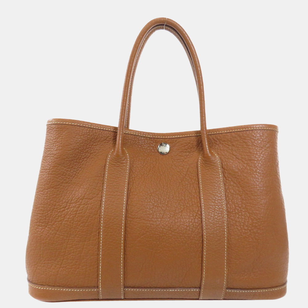 Preowned Hermes Garden Party Tpm Gold Tote Bag Negonda Ladies In Brown