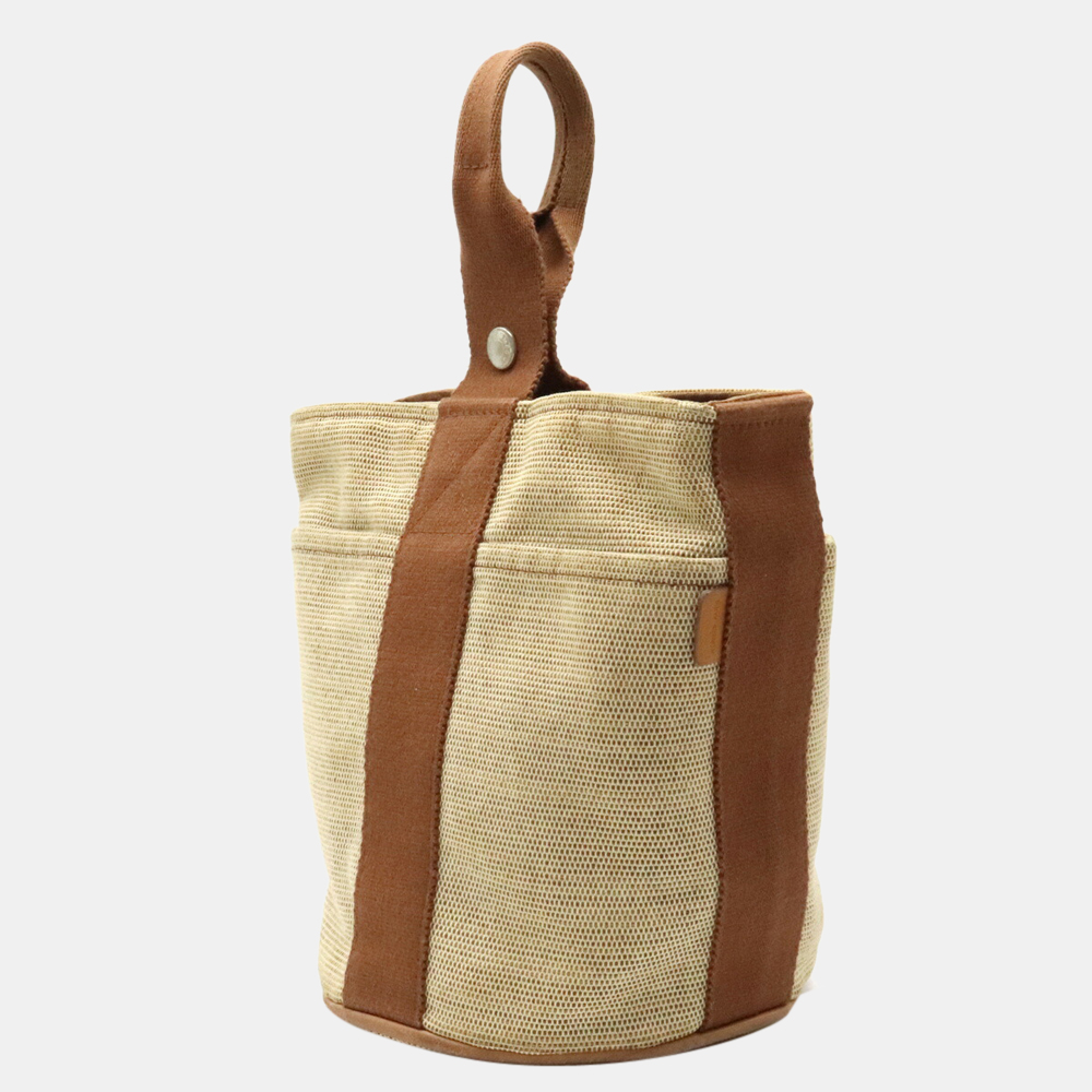 

Hermes Saxo PM Handbag One Handle Toile Ash Leather Beige Brown, Multicolor