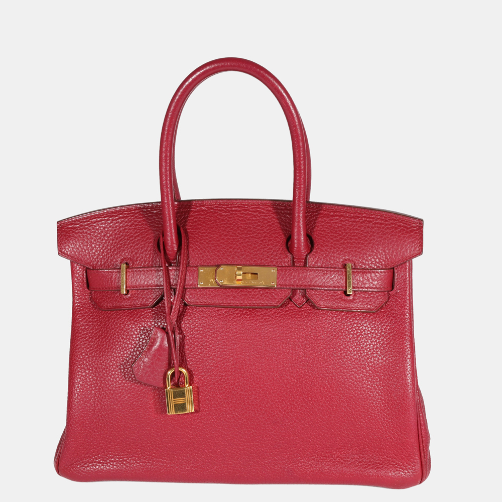 Pre-owned Hermes Hermès Tosca Clémence Birkin 30 Ghw In Red