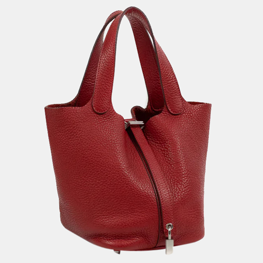 

Hermes Red Clemence Leather Picotin Lock 18 Top Handle Bag