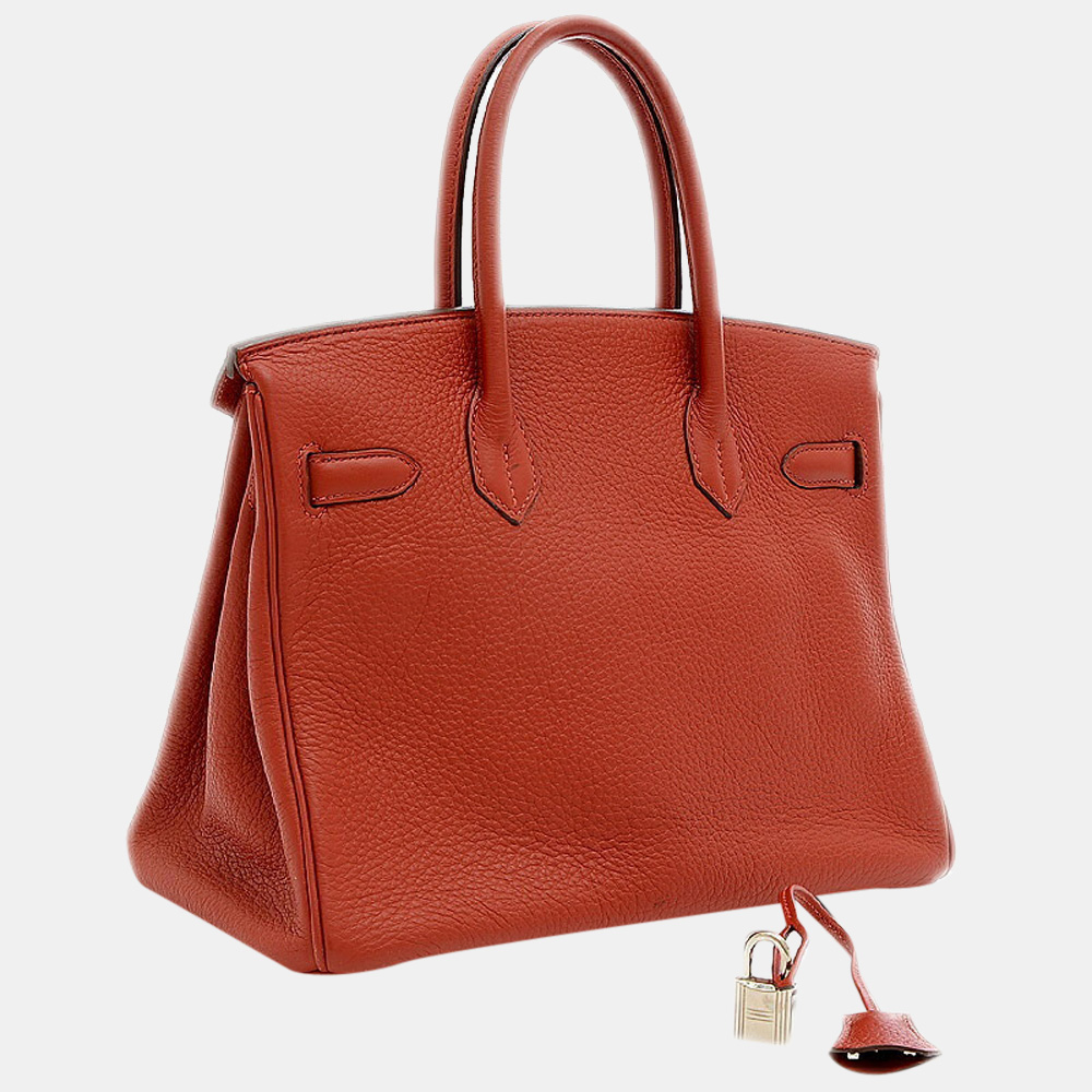 

Hermes Birkin Taurillon Clemence Leather Handbag Rouge H, Red