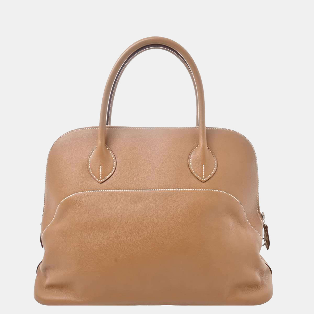 

Hermes Bolide Women's Leather Boston Bag,Handbag Brown