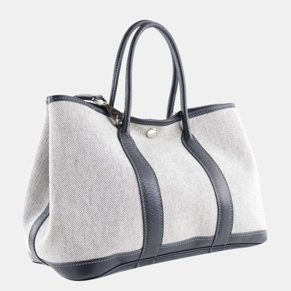 

Hermes Garden Women's Toile H,Leather Handbag Black,Gray