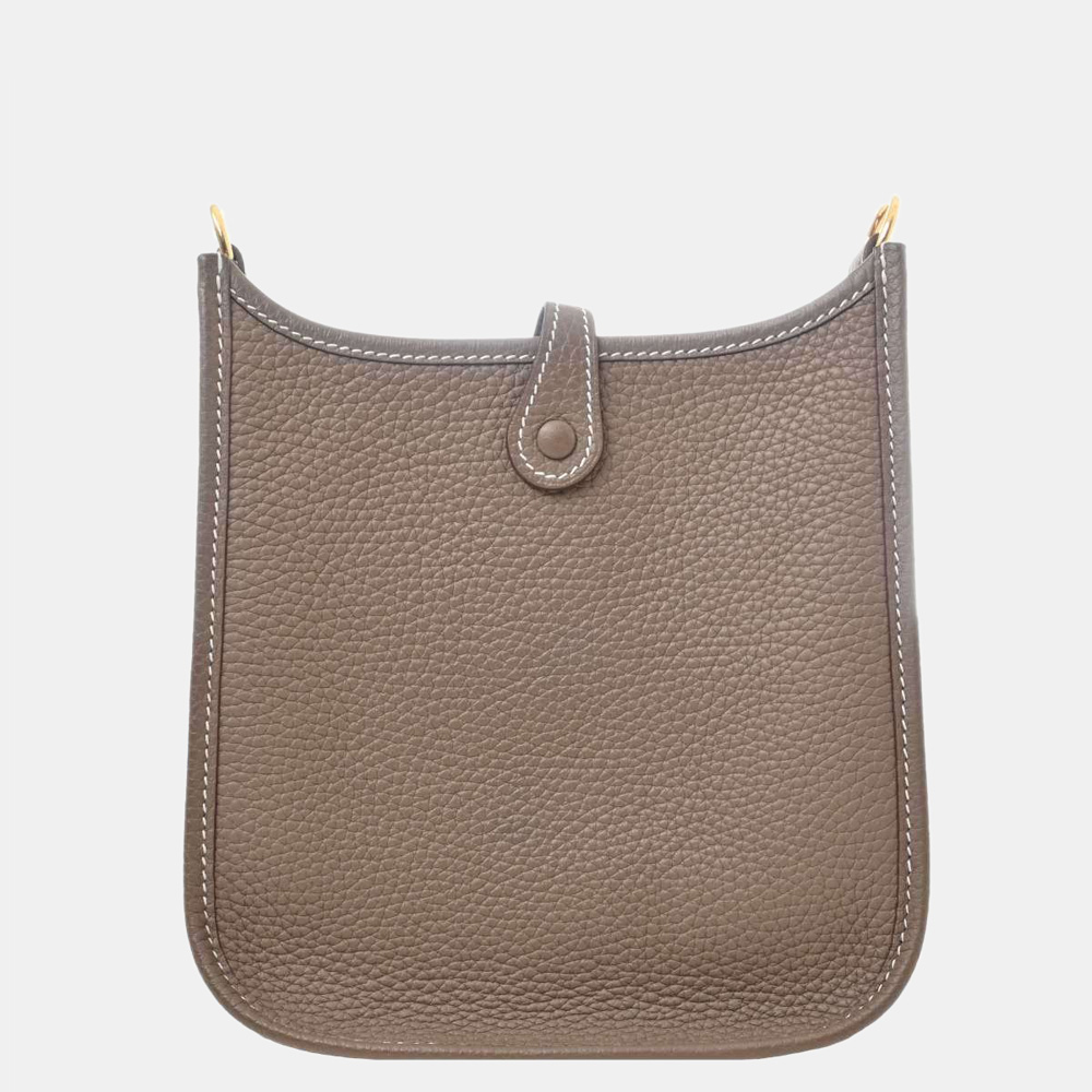 

Hermes Evelyne Women's Taurillon Clemence Leather Shoulder Bag Grayish, Grey