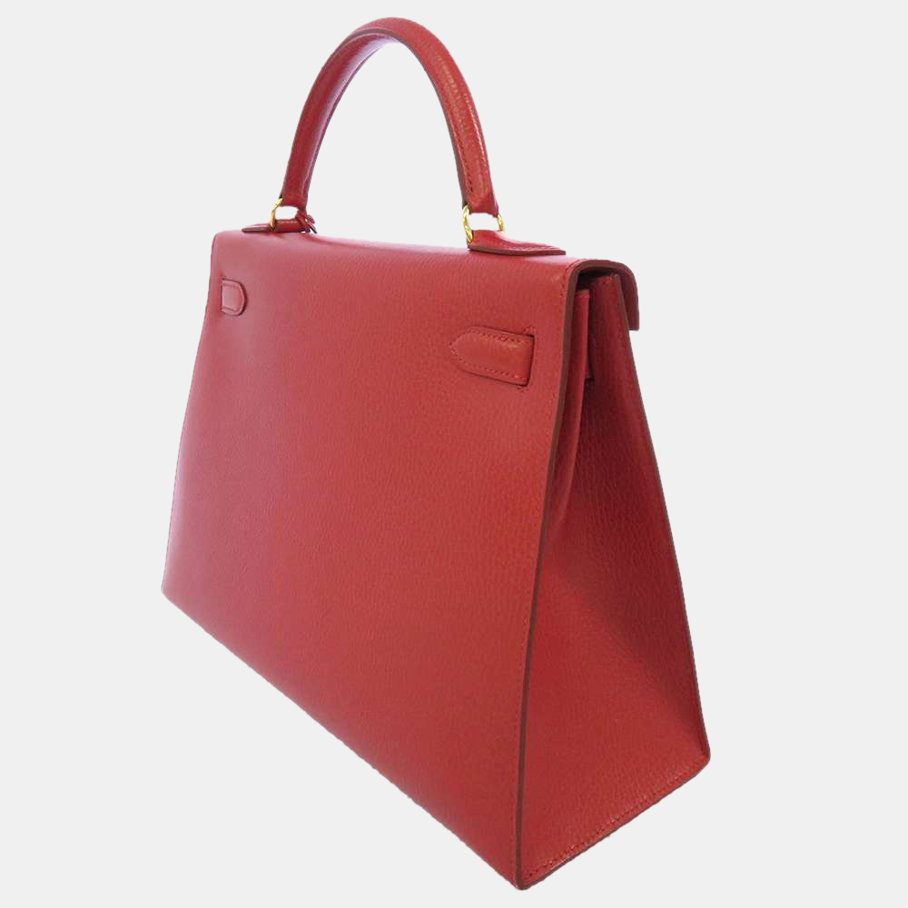 

Hermes Red Ardennes Leather Gold Hardware Kelly Sellier 32 Bag