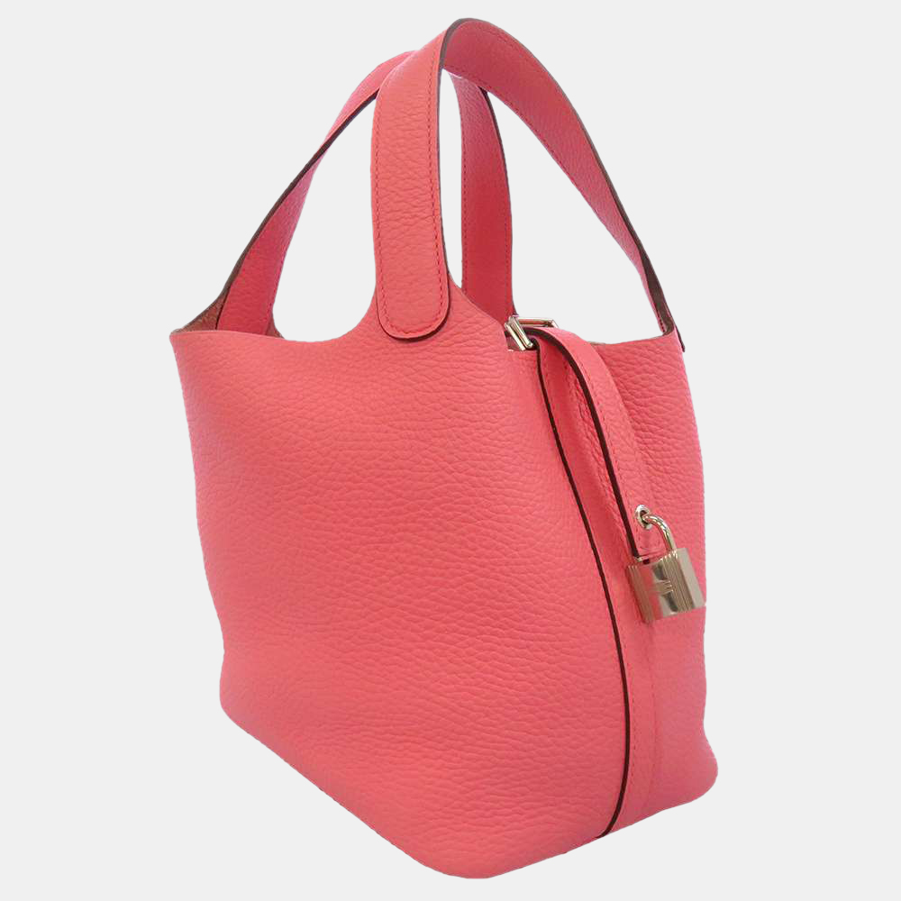 

Hermes Pink Taurillon Clemence Picotin Lock PM Top Handle Bag
