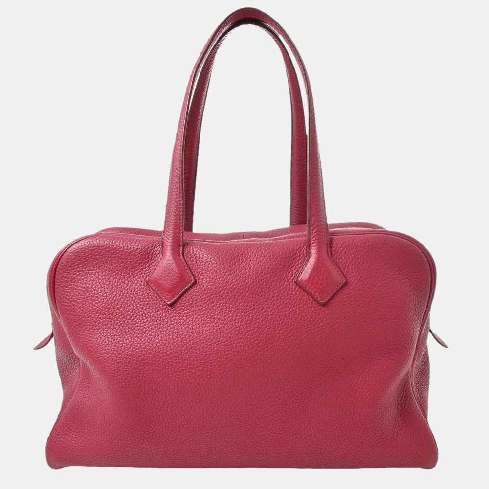 

Hermes Taurillon Clemence Victoria 35 Boston Bag Shoulder Bordeaux, Burgundy