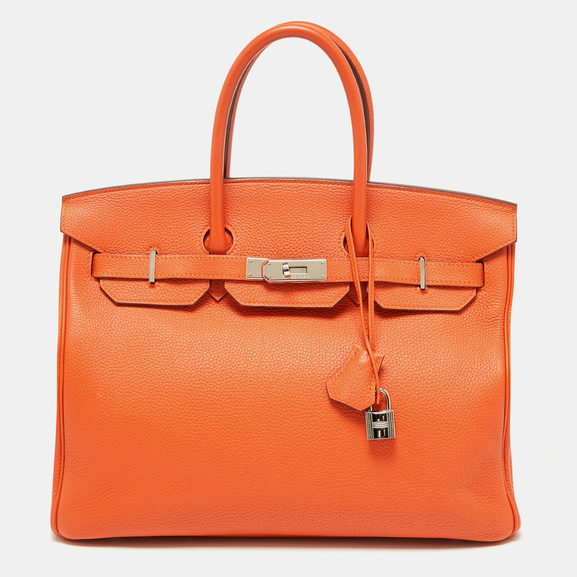 Pre-owned Hermes Hermès Feu Togo Leather Palladium Finish Birkin 35 Bag ...