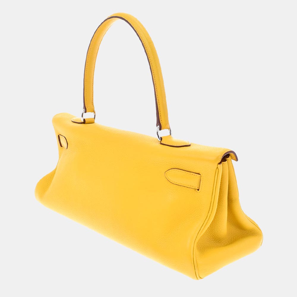 

Hermes Yellow Clemence Leather Palladium Hardware Kelly Pochette Bag