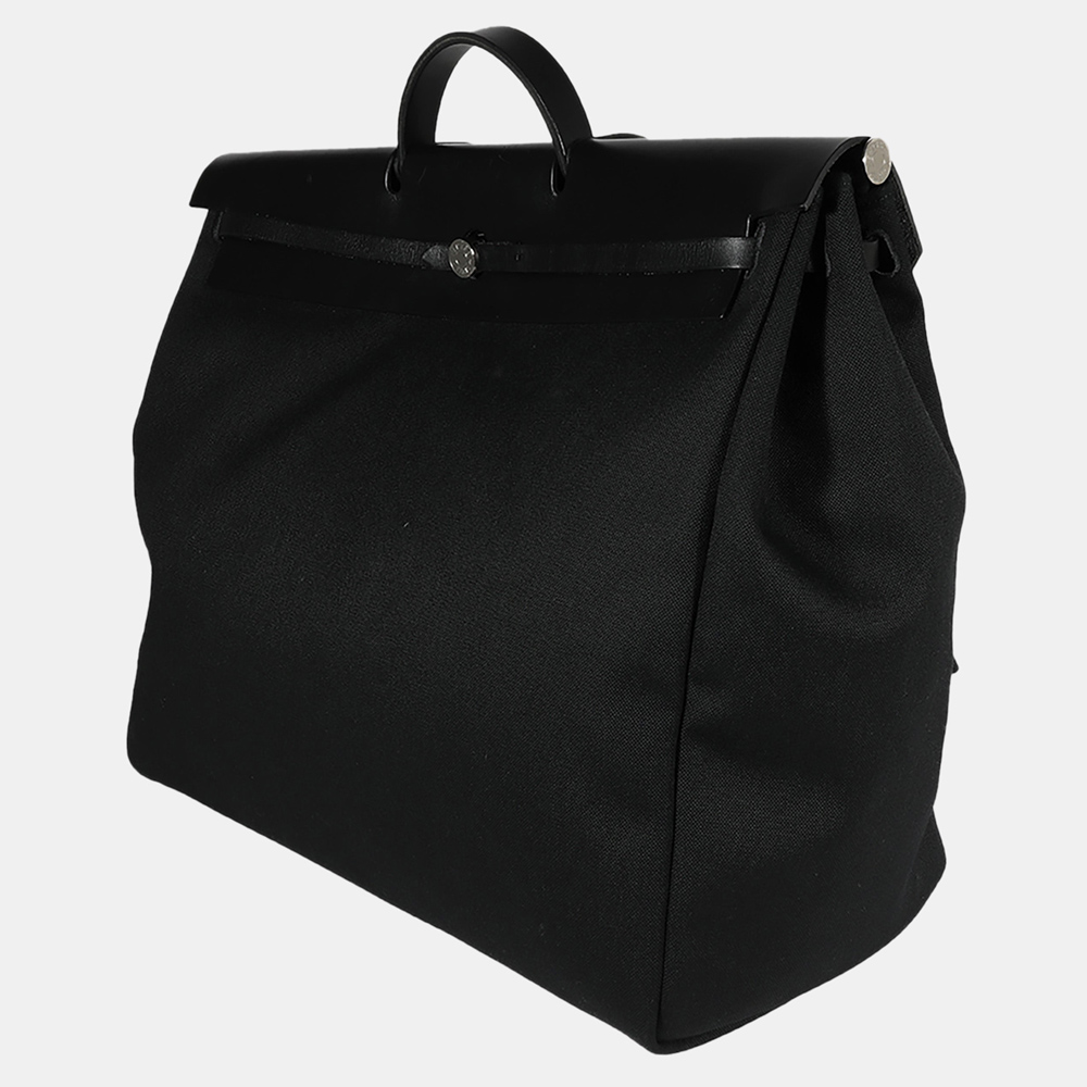 

HermÃ¨s Black Toile & Vache Hunter Herbag Zip Cabine 50 PHW