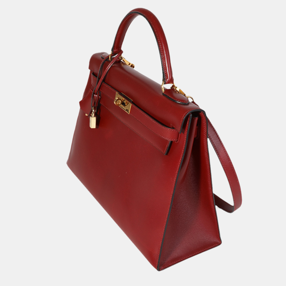 

Hermes Vintage Rouge H Box Calf Sellier Kelly 32 GHW, Red