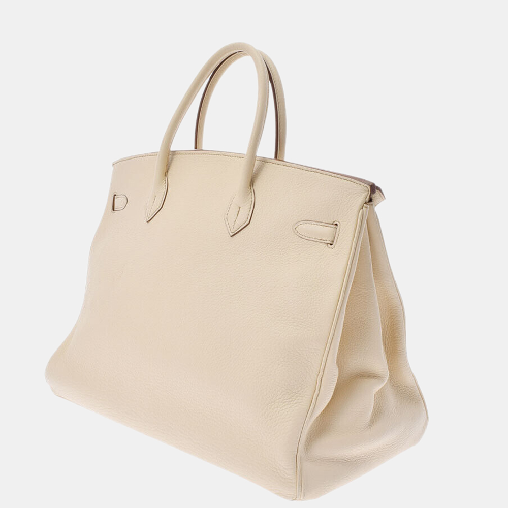 

Hermes Beige Clemence Leather Gold Hardware Birkin 40 Bag