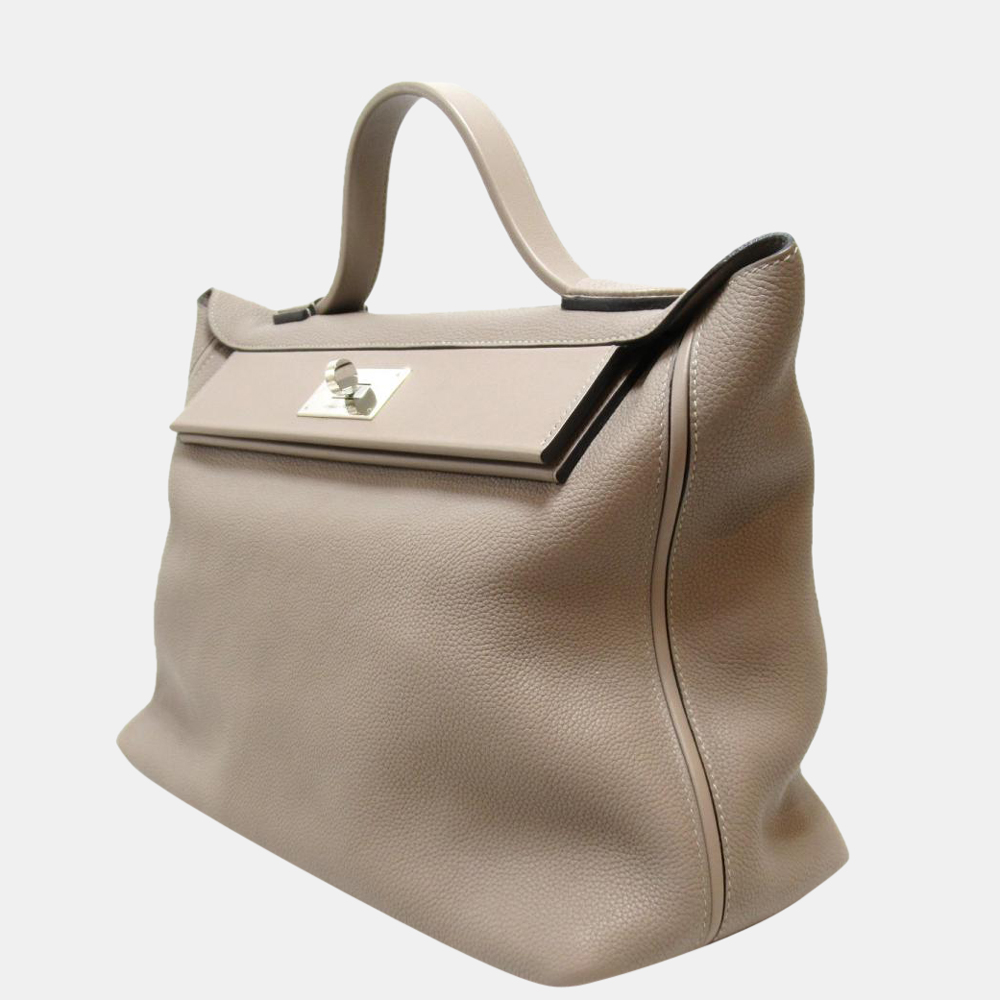 

Hermes Grey Taurillon Clemence Sac Van Quatre 24/24 35 Top Handle Bag