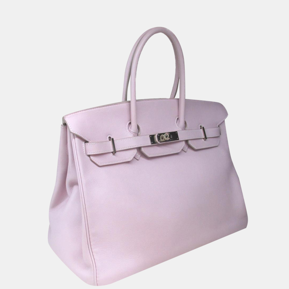 

Hermes Pink Swift Leather Palladium Hardware Birkin 35 Bag