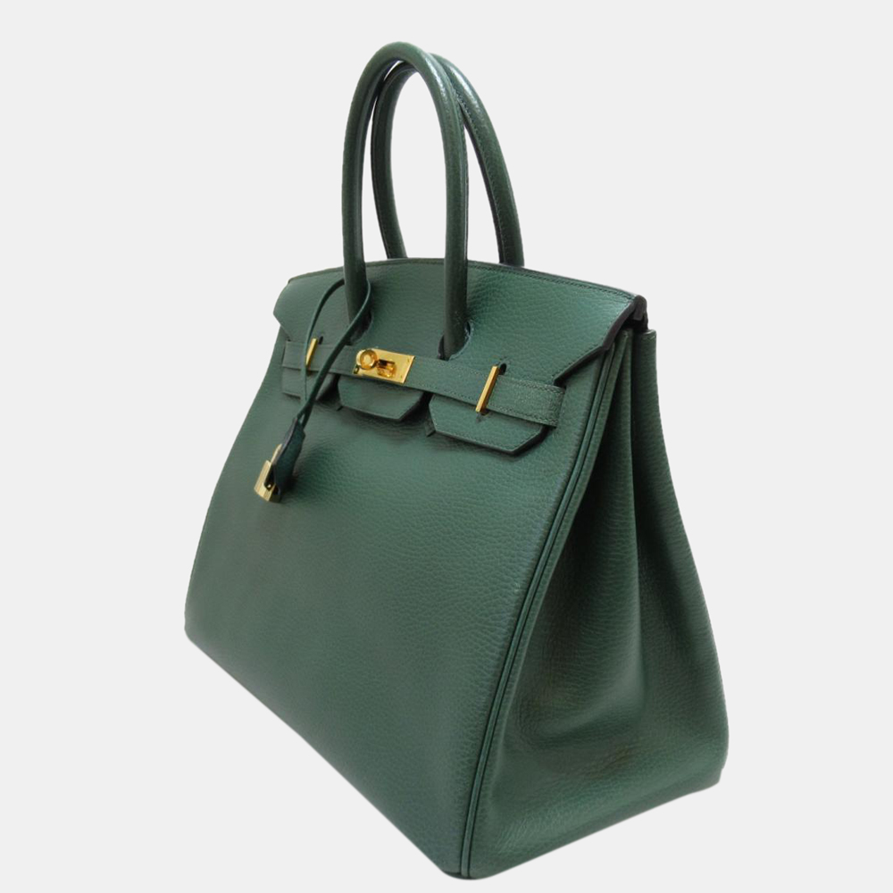 

Hermes Green Clemence Leather Gold Hardware Birkin 35 Bag