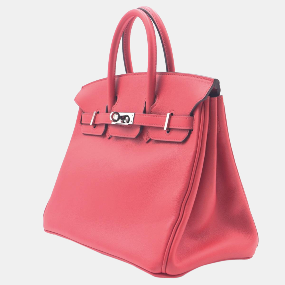

Hermes Red Swift Leather Palladium Hardware Birkin 25 Bag